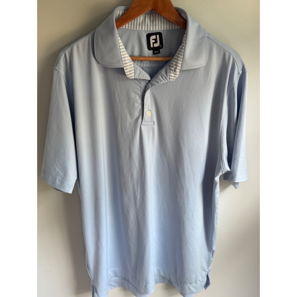 FootJoy ProDry Golf Polo Shirt Mens Large Light Blue Short Sleeve Performance FJ